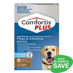 Comfortis PLUS Very Large Dog Chewable Flea & Worm Tablets 3 Chews