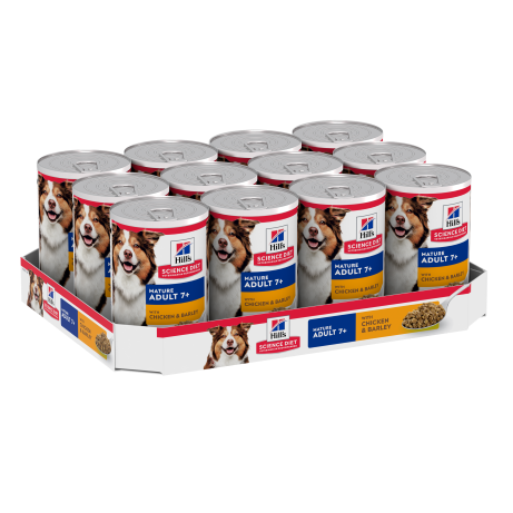 Hill's Science Diet Mature Adult 7+ with Chicken & Barley Canned Dog Food 370g x 12 Tray