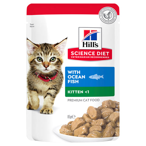 Hill's Science Diet Feline Kitten Ocean Fish Pouches 12 x 85g sachets
