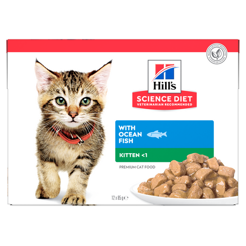 Hill's Science Diet Feline Kitten Ocean Fish Pouches 12 x 85g sachets