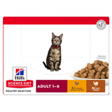 Hill's Science Diet Feline Adult Poultry Selection Variety Pack (6 Chicken, 6 Turkey) Pouch Food 12x85g