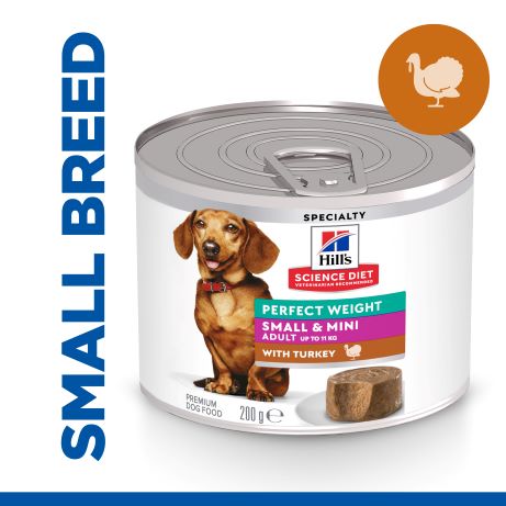 Hill's Science Diet Adult Small & Mini Perfect Weight Dog Food with Turkey 200g can