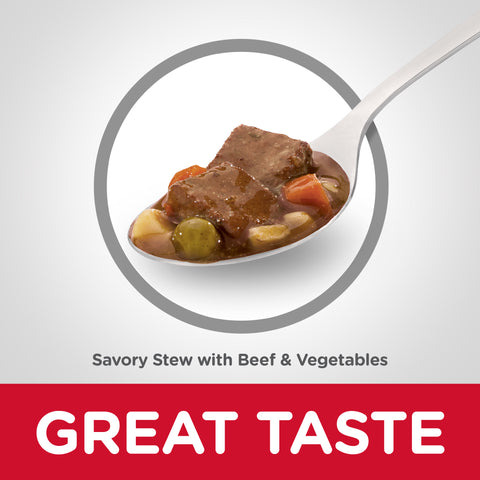 Hill's Science Diet Adult 7+ Savory Stew Beef & Vegetables Canned Dog Food 363g x 12 Tray