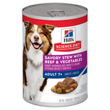 Hill's Science Diet Adult 7+ Savory Stew Beef & Vegetables Canned Dog Food 363g x 12 Tray