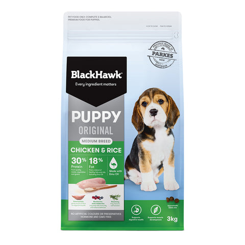 Black Hawk Puppy Food for Medium Breeds – Original Chicken & Rice