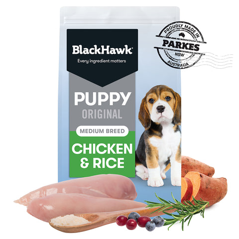 Black Hawk Puppy Food for Medium Breeds – Original Chicken & Rice