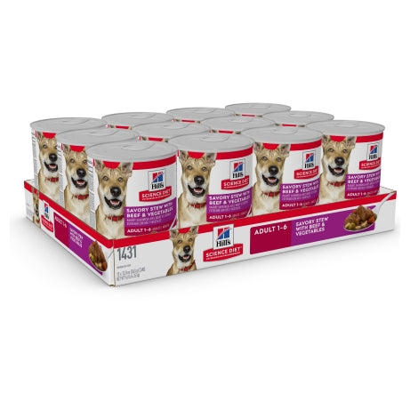 Hill's Science Diet Adult Savory Stew Beef & Vegetables Canned Wet Dog Food 363g x 12 Tray