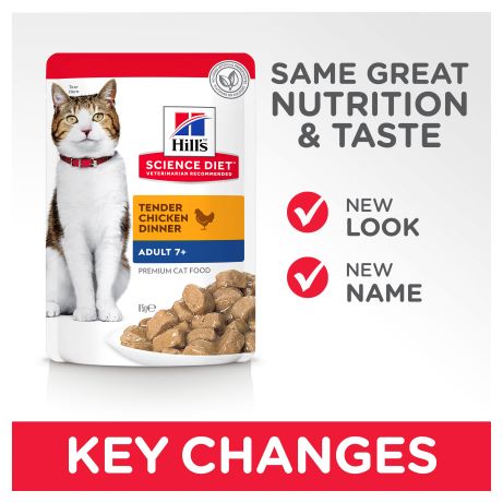 Hill's Science Diet Feline Adult 7+ Chicken Food 12 x 85g sachets