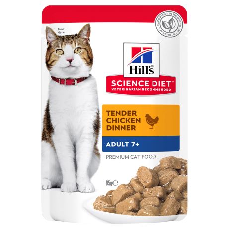 Hill's Science Diet Feline Adult 7+ Chicken Food 12 x 85g sachets