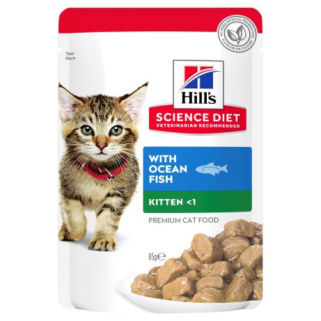 Hill's Science Diet Feline Kitten Ocean Fish Pouches 12 x 85g sachets