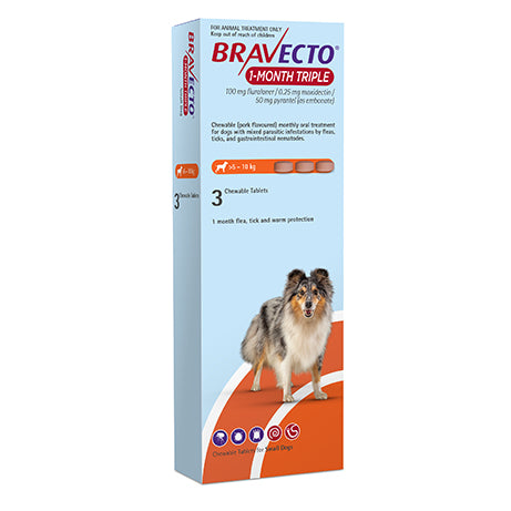 Bravecto 1 Month Triple Chew For Small Dog 5 to 10kg