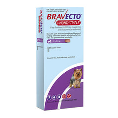 Bravecto 1 Month Triple Chew For XX-Small Dog 1.27 to 2.5kg - 1 Chew