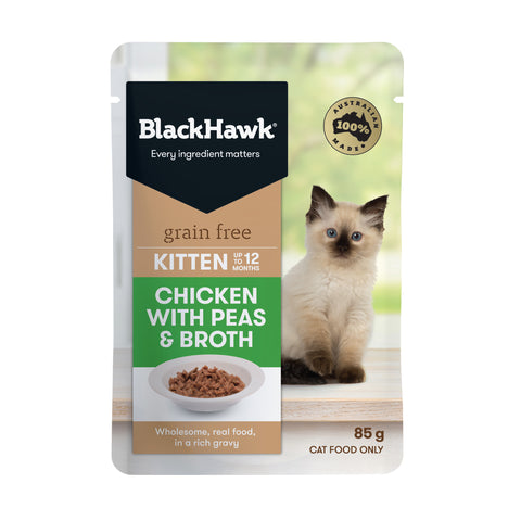 Black Hawk Kitten Chicken with Peas & Broth 85g x 12