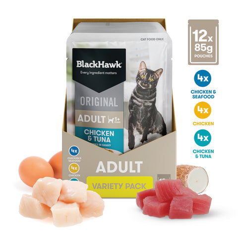 Black Hawk Adult Cat Chicken 4kg + FREE Variety Pack