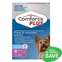 Comfortis PLUS Very Small Dog Chewable Flea & Worm Tablets 3 Chews