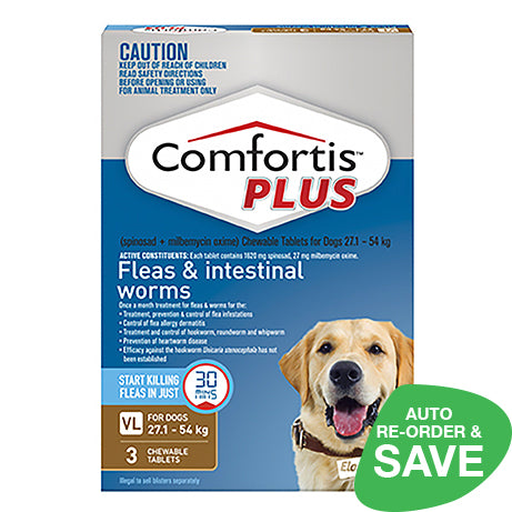 Comfortis PLUS Very Large Dog Chewable Flea & Worm Tablets 3 Chews