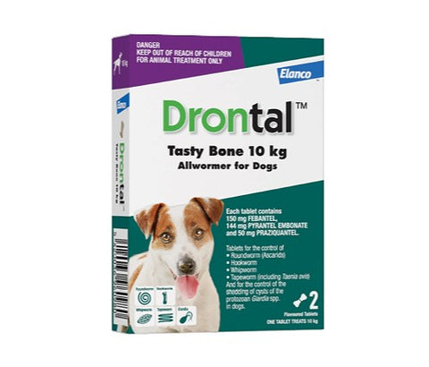 Drontal for Dogs 10kg Tasty Bone Tablets - 2 Tablet Pack