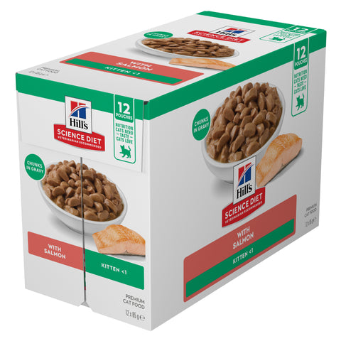 Hill's Science Diet Kitten with Salmon Wet Cat Food pouches 12x85g