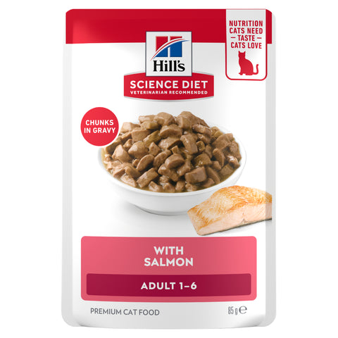 Hill's Science Diet Adult with Salmon Wet Cat Food pouches 12x85g