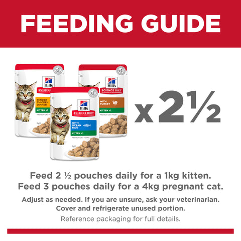 Hill’s Science Diet Kitten Variety 12 Pack (6 Chicken, 3 Turkey, 3 Ocean Fish) Cat Food pouches 12x85g