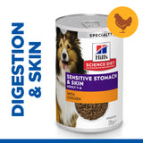 Hill's Science Diet Adult Sensitive Stomach & Skin with Chicken 370g can x 12 Tray