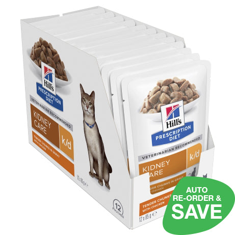 Hill's Prescription Diet k/d Kidney Care Chicken Cat Food Pouches 12x85g