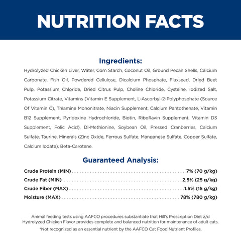 Hill's Prescription Diet z/d Skin/Food Sensitivities Canned Cat Food 156g x 24 Tray
