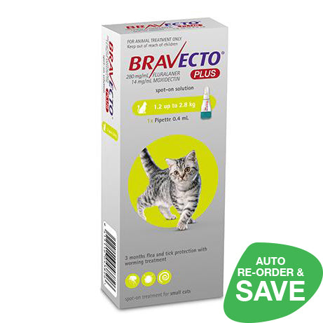 Bravecto Plus Spot-On For Small Cats 1.2kg to 2.8kg