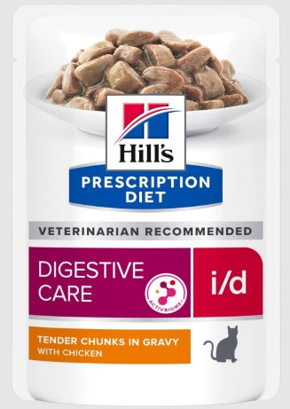 Hill's Prescription Diet i/d Digestive Care Chicken Cat Food Pouches 12x85g