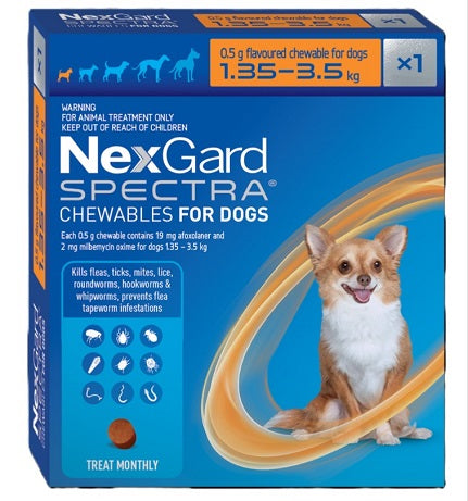 Nexgard Spectra Extra Small 1.35 - 3.5kg Dog 1 Chew