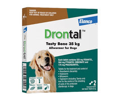 Drontal For Dogs 35kg Tasty Bone Tablets - 2 Tablet Pack