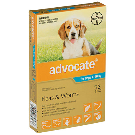 Advocate Medium Dogs 4-10kg - 3 pack Flea & Worm