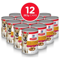 Hills Science Diet Adult Savory Stew Chicken & Vegetables Canned Wet Dog Food 363g x 12 Tray