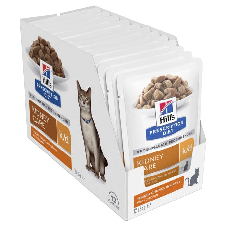 Hill's Prescription Diet k/d Kidney Care Chicken Cat Food Pouches 12x85g