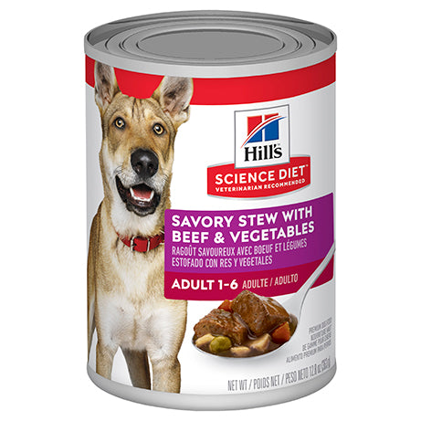 Hill's Science Diet Adult Savory Stew Beef & Vegetables Canned Wet Dog Food 363g