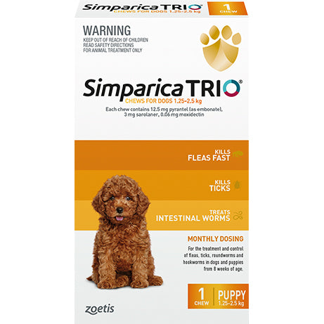 Simparica TRIO Puppy 1.25-2.25kg - 1 Chew