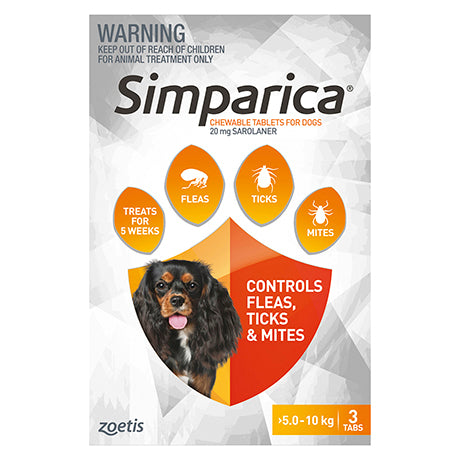 Simparica monthly chew 5.1-10kg dogs Flea & Worm