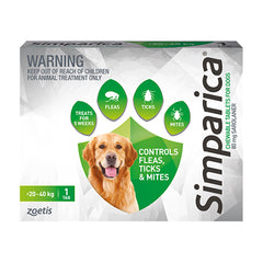 Simparica monthly chew 20.1-40kg dogs Flea & Worm