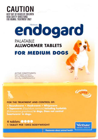 Endogard Wormer 10kg Dog 4 Pack Flea & Worm